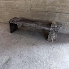 Pablo Romo Primitive Rustic Bench Spanish Mesquite Wood and Rock Stone - 3591685