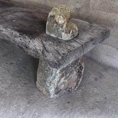 Pablo Romo Primitive Rustic Bench Spanish Mesquite Wood and Rock Stone - 3591686