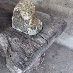Pablo Romo Primitive Rustic Bench Spanish Mesquite Wood and Rock Stone - 3591687