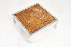 Pace Collection Chrome Coffee Table with Red Onyx Top 1970 - 2649989