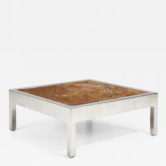 Pace Collection Chrome Coffee Table with Red Onyx Top 1970 - 2651766