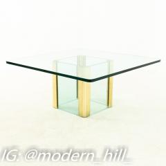 Pace Mid Century Brass and Glass Pedestal Base Coffee Table - 1869184