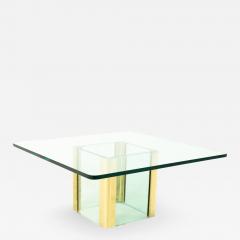 Pace Mid Century Brass and Glass Pedestal Base Coffee Table - 1876925