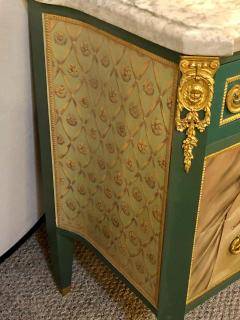 Paint Decorated Hollywood Regency Marble Top Commodes Manner of M Jansen Pair - 1270357