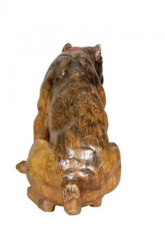 Painted And Carved Wood Bulldog - 4139185