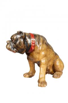 Painted And Carved Wood Bulldog - 4139188