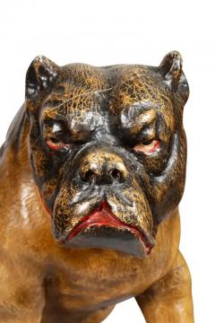 Painted And Carved Wood Bulldog - 4139209