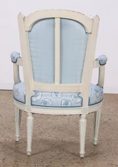 Painted French Louis XVI style open armchair with new fabric circa 1900  - 3445778