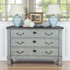 Painted Gray Blue Three Drawer Commode - 4347986