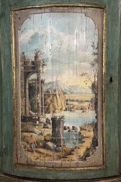 Painted Italian Bowfront Corner Cupboard Circa 1780  - 3054287