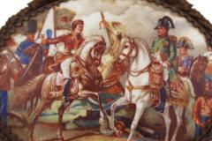 Painted Porcelain Plaque of Napoleon in a Battle Scene in Gilt Bow Knot Frame - 4516433