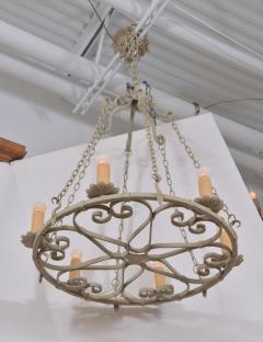 Painted Vintage Round Iron Chandelier - 1476010