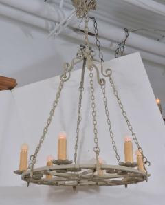 Painted Vintage Round Iron Chandelier - 1476011