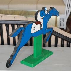 Painted Wood Horse Racing Figures - 4521844