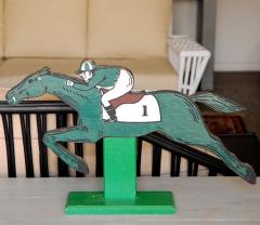 Painted Wood Horse Racing Figures - 4521848