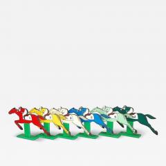 Painted Wood Horse Racing Figures - 4522187