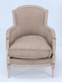Painted and gilt Louis XVI style bergere chairs circa 1950  - 3686192