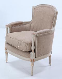Painted and gilt Louis XVI style bergere chairs circa 1950  - 3686194