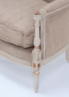 Painted and gilt Louis XVI style bergere chairs circa 1950  - 3686195