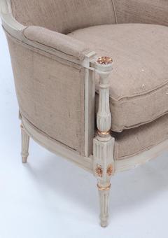 Painted and gilt Louis XVI style bergere chairs circa 1950  - 3686196