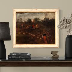 Painting bucolic landscape pastoral scene from the 18th century - 3917747