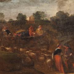 Painting bucolic landscape pastoral scene from the 18th century - 3917749