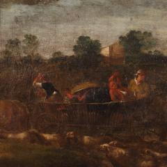 Painting bucolic landscape pastoral scene from the 18th century - 3917753