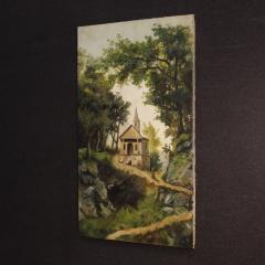 Painting countryside landscape oil on canvas from 19th century - 3913687