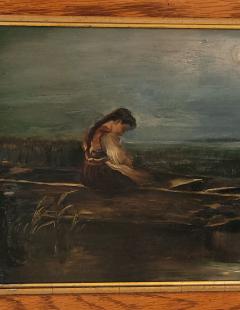 Painting of Girl in Boat circa 1880 - 3834755