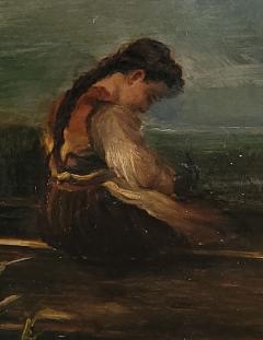 Painting of Girl in Boat circa 1880 - 3834756