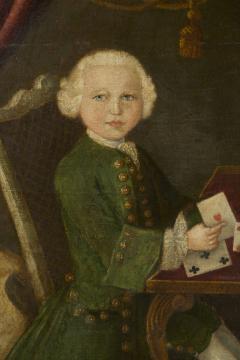 Painting of a Boy Building a House of Cards Accompanied by his Mastiff - 4589121