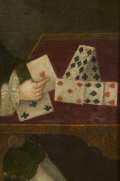 Painting of a Boy Building a House of Cards Accompanied by his Mastiff - 4589123