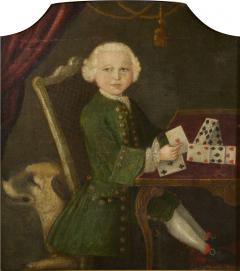 Painting of a Boy Building a House of Cards Accompanied by his Mastiff - 4589158