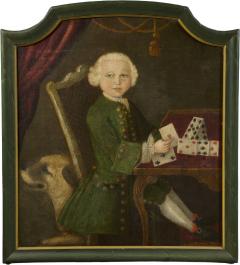 Painting of a Boy Building a House of Cards Accompanied by his Mastiff - 4589159