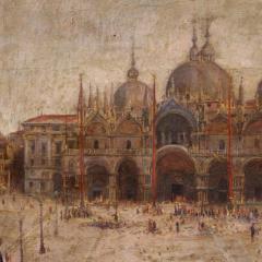 Painting of a view of St Marks Square signed and dated 1917 - 4248222