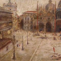 Painting of a view of St Marks Square signed and dated 1917 - 4248226