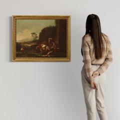 Painting of the Roman school of the 17th century landscape with pastoral scene - 4209383
