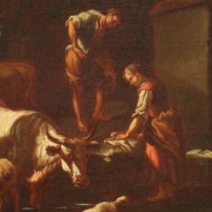 Painting of the Roman school of the 17th century landscape with pastoral scene - 4209385