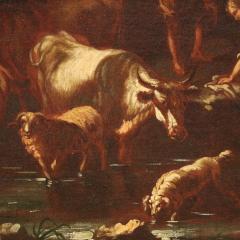 Painting of the Roman school of the 17th century landscape with pastoral scene - 4209391