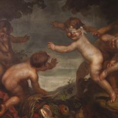 Painting signed Mattia Traverso from the 20th century cherubs game - 4103756