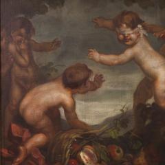 Painting signed Mattia Traverso from the 20th century cherubs game - 4103757