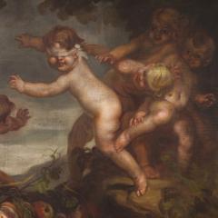 Painting signed Mattia Traverso from the 20th century cherubs game - 4103761