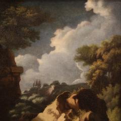 Painting wooded landscape with St John the Baptist from 18th century - 3945090