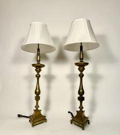 Pair 18th Century Bronze Altar Sticks as Floor Lamps - 3903345