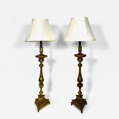 Pair 18th Century Bronze Altar Sticks as Floor Lamps - 3907861