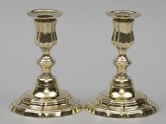 Pair 18th Century French Louis XV Brass Candlesticks - 1702334