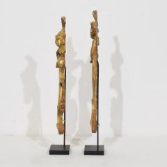 Pair 18th Century Italian Hand Carved Giltwood Baroque Curl Ornaments - 4518448