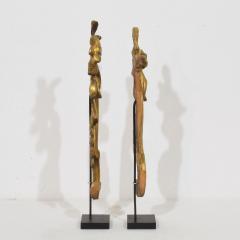 Pair 18th Century Italian Hand Carved Giltwood Baroque Curl Ornaments - 4518452