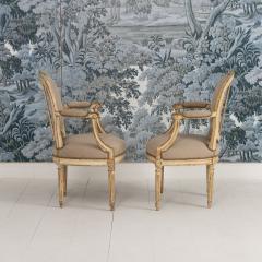 Pair 18th c French Louis XVI Fauteuils in Original Paint Signed - 4690547