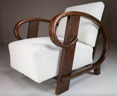 Pair 1920s Viennese Art Deco Lounge Chairs w New Boucle - 2495411